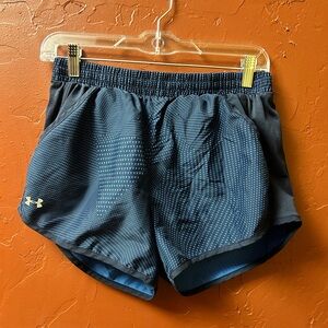 Under Armour Brief Lined HeatGear Running Shorts Size S Blue Mesh 3 Pockets